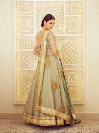 Shyam Narayan Prasad-Sea Green Embroidered Lehenga Set-INDIASPOPUP.COM