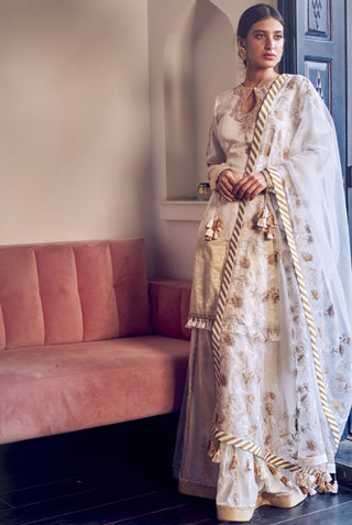 Rar Studio-Ivory Chanderi Anarkali Set-INDIASPOPUP.COM