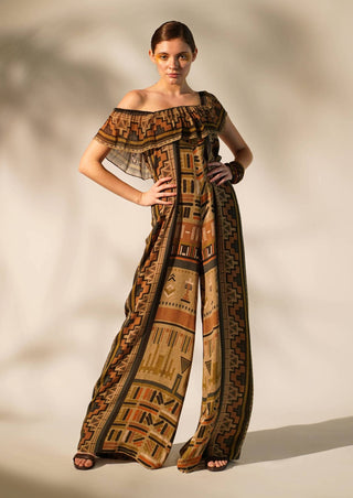 Nikita Mhaisalkar-Green Aztec Print Jumpsuit-INDIASPOPUP.COM