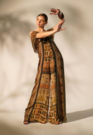 Nikita Mhaisalkar-Green Aztec Print Jumpsuit-INDIASPOPUP.COM