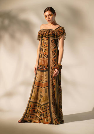 Nikita Mhaisalkar-Green Aztec Print Jumpsuit-INDIASPOPUP.COM
