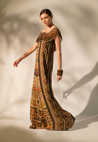 Nikita Mhaisalkar-Green Aztec Print Jumpsuit-INDIASPOPUP.COM