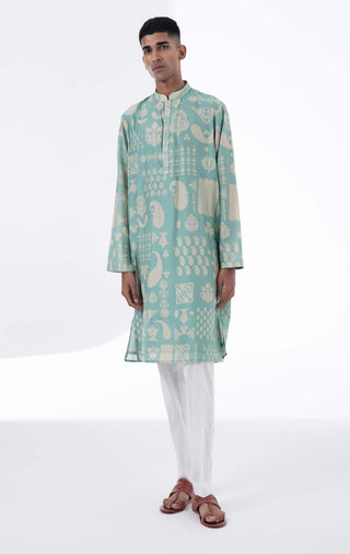 Siddhartha Bansal-Sea Surf Printed Kurta Bundi Set-INDIASPOPUP.COM