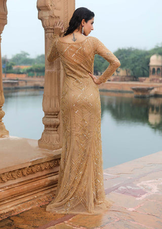 Jigar Mali-Gold Embellished Gown-INDIASPOPUP.COM