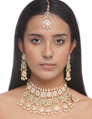 Preeti Mohan-Kundan Bridal Necklace Set-INDIASPOPUP.COM