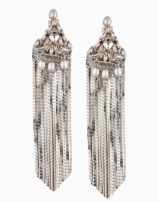 Outhouse-Gunmetal Noir Tassel Earrings-INDIASPOPUP.COM
