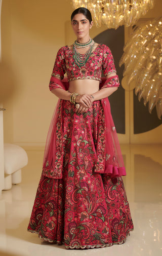 Varun Bahl-Rose Embroidered Lehenga-INDIASPOPUP.COM