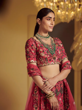 Varun Bahl-Rose Embroidered Lehenga-INDIASPOPUP.COM