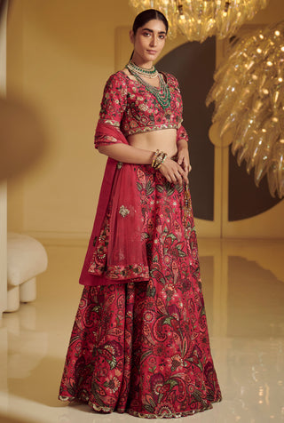 Varun Bahl-Rose Embroidered Lehenga-INDIASPOPUP.COM