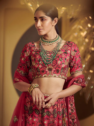 Varun Bahl-Rose Embroidered Lehenga-INDIASPOPUP.COM
