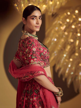 Varun Bahl-Rose Embroidered Lehenga-INDIASPOPUP.COM