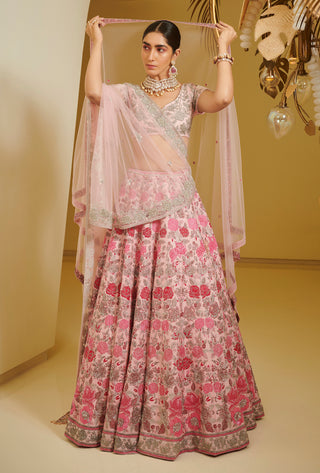 Varun Bahl-Pink Embellished Kali Lehenga Set-INDIASPOPUP.COM