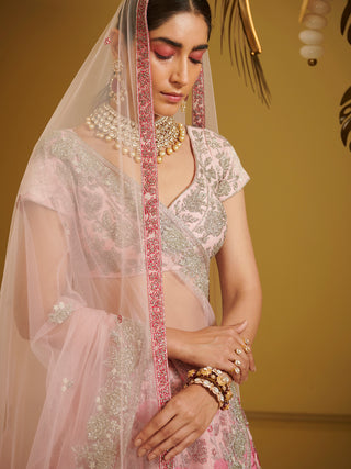 Varun Bahl-Pink Embellished Kali Lehenga Set-INDIASPOPUP.COM
