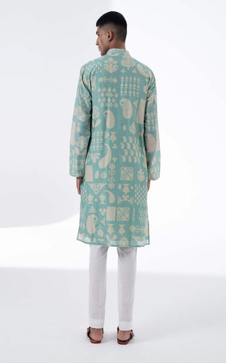 Siddhartha Bansal-Sea Surf Printed Kurta Bundi Set-INDIASPOPUP.COM
