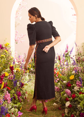 Chandrima-Black Embroidered Dress-INDIASPOPUP.COM
