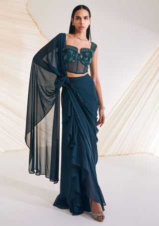 Divya Aggarwal-Hertha Evergreen Embellished Sari With Corset-INDIASPOPUP.COM