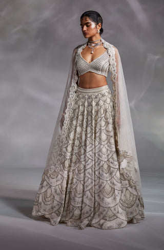 Divya Aggarwal-Dorian Off-White Embellished Lehenga Set-INDIASPOPUP.COM