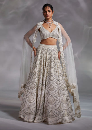Divya Aggarwal-Dorian Off-White Embellished Lehenga Set-INDIASPOPUP.COM