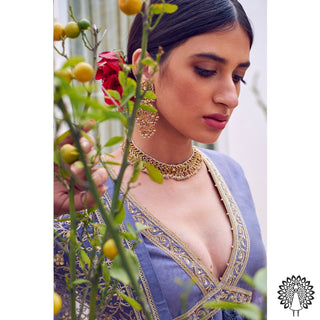 Rar Studio-Charcoal Chanderi Lehenga Set-INDIASPOPUP.COM