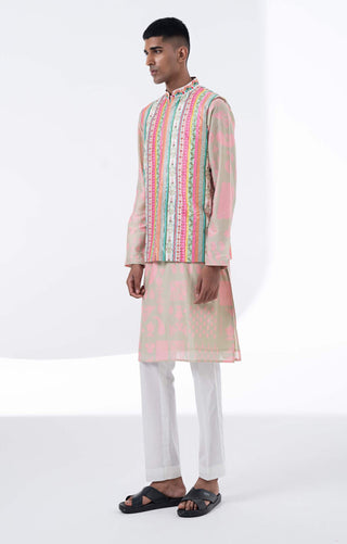 Siddhartha Bansal-Lavender Pink Printed Kurta Set-INDIASPOPUP.COM