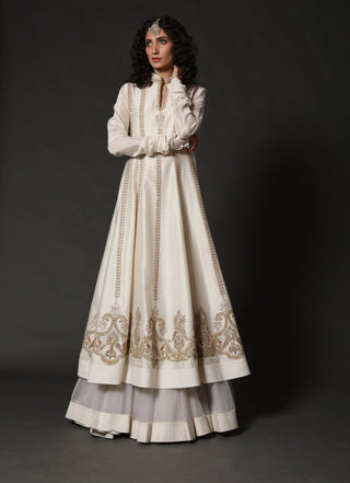 Rohit Bal-Ivory Chanderi Anarkali Set-INDIASPOPUP.COM