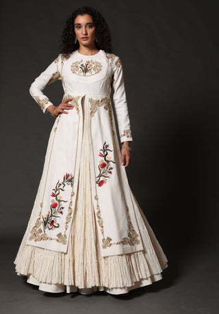 Rohit Bal-Ivory Matka Silk Split Anarkali Set-INDIASPOPUP.COM