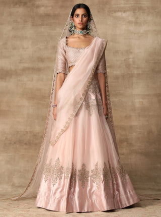 Ridhi Mehra-Blush Pink Blouse With Lehenga & Dupatta-INDIASPOPUP.COM