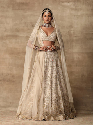 Ridhi Mehra-Ivory Paisely Blouse With Lehenga & Dupatta-INDIASPOPUP.COM