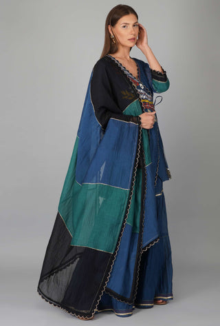 Devyani Mehrotra-Blue Asymmetric Wrap Garara Set-INDIASPOPUP.COM