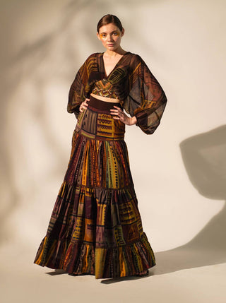 Nikita Mhaisalkar-Multicolour Abstract Print Skirt-INDIASPOPUP.COM