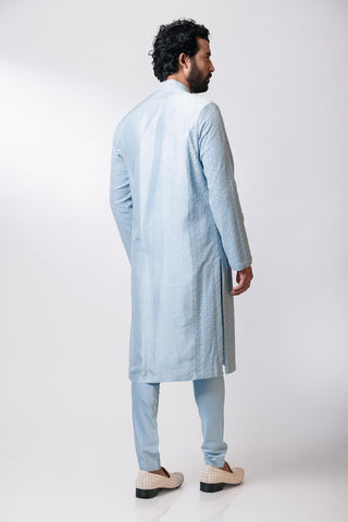 Nautanky-Powder Blue Embroidered Kurta Set-INDIASPOPUP.COM