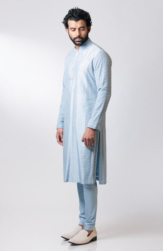 Nautanky-Powder Blue Embroidered Kurta Set-INDIASPOPUP.COM