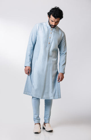 Nautanky-Powder Blue Embroidered Kurta Set-INDIASPOPUP.COM