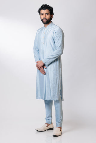 Nautanky-Powder Blue Embroidered Kurta Set-INDIASPOPUP.COM