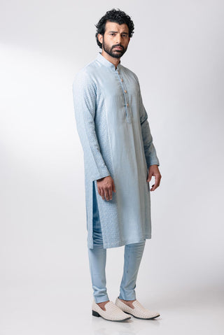 Nautanky-Powder Blue Embroidered Kurta Set-INDIASPOPUP.COM