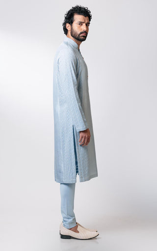 Nautanky-Powder Blue Embroidered Kurta Set-INDIASPOPUP.COM