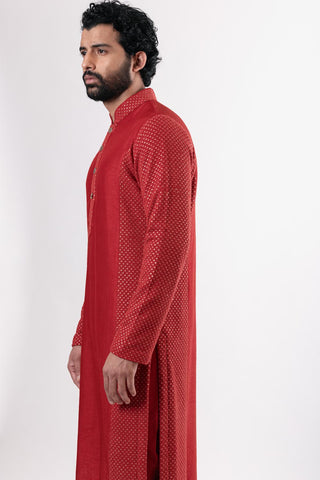Nautanky-Crimson Embroidered Kurta Set-INDIASPOPUP.COM