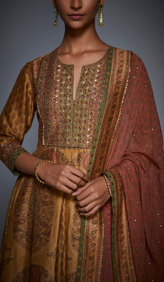 Ri.Ritu Kumar-Golden Kurta With Palazzo & Dupatta-INDIASPOPUP.COM