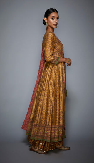 Ri.Ritu Kumar-Golden Kurta With Palazzo & Dupatta-INDIASPOPUP.COM