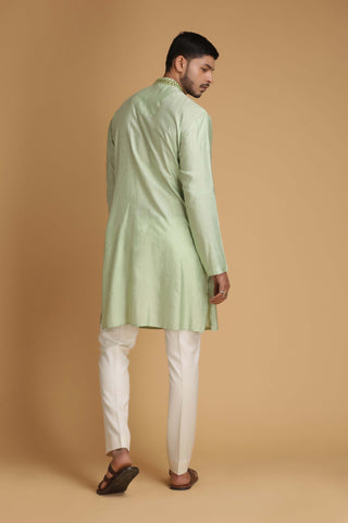Chatenya Mittal-Green Mirror Kurta With Pant-INDIASPOPUP.COM