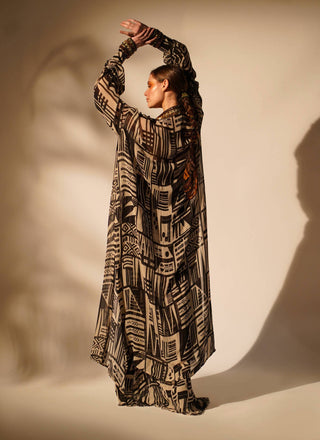 Nikita Mhaisalkar-Abstract Printed Maxi And Jacket-INDIASPOPUP.COM