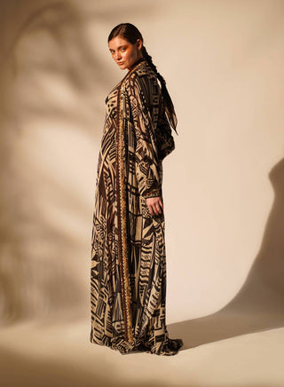 Nikita Mhaisalkar-Abstract Printed Maxi And Jacket-INDIASPOPUP.COM
