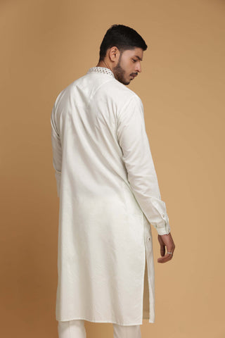 Chatenya Mittal-Ivory Mirror Kurta With Pant-INDIASPOPUP.COM
