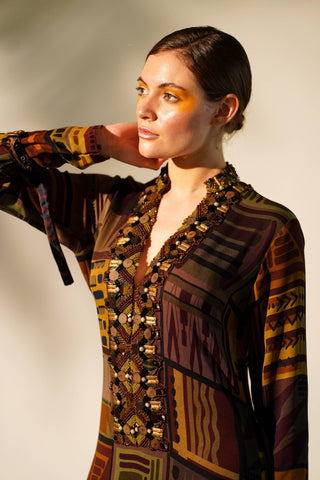 Nikita Mhaisalkar-Multicolour Printed Tiered Maxi Dress-INDIASPOPUP.COM