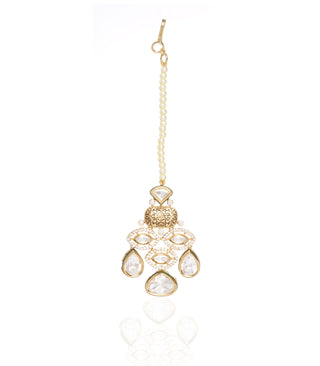 Preeti Mohan-Gold Plated Polki Bridal Necklace Set-INDIASPOPUP.COM