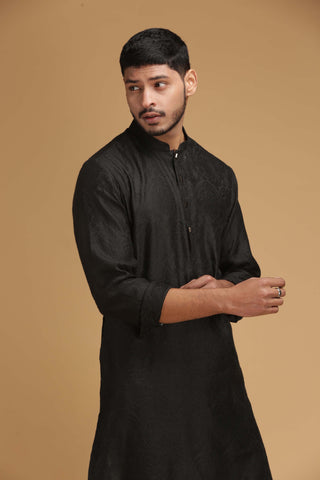 Chatenya Mittal-Black Kurta With Pant Pyjama-INDIASPOPUP.COM