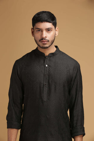 Chatenya Mittal-Black Kurta With Pant Pyjama-INDIASPOPUP.COM