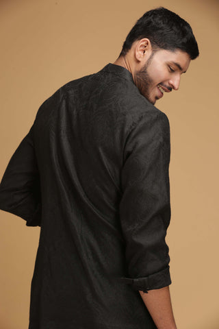 Chatenya Mittal-Black Kurta With Pant Pyjama-INDIASPOPUP.COM