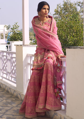 Rar Studio-Pink Chanderi Sharara Set-INDIASPOPUP.COM