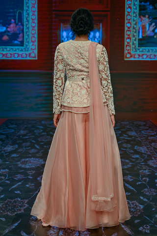 Ridhi Mehra-Peach Peplum And Organza Sharara-INDIASPOPUP.COM